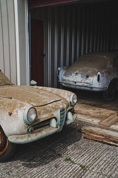 Хозяин построил вокруг Alfa Romeo сарай и некоторые авто простояли там 40 лет